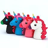 Memoria USB de 32 GB 4 Piezas Patrón Unicornio Lindo con Cadena, BorlterClamp Unidad Flash USB Memory Stick Regalo para Amigos, Estudiantes y Niños