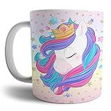 Taza de unicornio niña personalizada con nombre e inicial, taza desayuno para niñas, unicornios para niñas