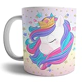 Taza de unicornio niña personalizada con nombre e inicial, taza desayuno para niñas, unicornios para niñas