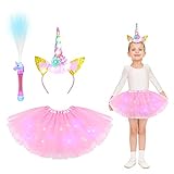 ACWOO Disfraz de Unicornio Niña, Falda de Tutú con Diadema de Unicornio y Barra Luminosa, Unicornio Disfraz de Princesa para Niña, Disfraz de Fiesta ​para Halloween Cumpleaño Carnaval Ballet Baile