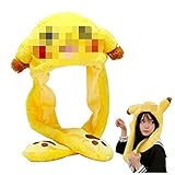 Gorro Conejo Mueve Orejas, Sombrero de Conejito con Orejas en Movimiento, Orejas de Conejo Gorra Para Adultos y Niñas, Sombreros de Fiesta Cosplay, Suave y Cómodo (Amarillo Pika)