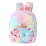 Hifot Mini Unicornio Peluche Mochilas para Niño, Lindo Suave Mochila Mochila de Viaje Guarderia Bolsa Unicornio Regalos para Niñas