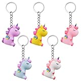 5 pezzi llavero unicornio Llavero para Niños Nesloonp 3D Llavero Tridimensional Colgante Llavero Decorativo de Dibujos Animados Niños Llavero Goma Mini Llaver para Niños y Adultos