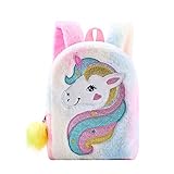 Hifot Unicornio Peluche Mochilas para Niñas, Lindo Suave Mochila Mochila de Viaje Guarderia Mini Bolsa Unicornio Regalos para Niñas