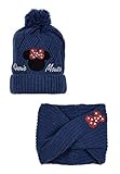 Minnie-Mouse Juego de gorro y bufanda para niños (2 piezas), azul oscuro, 52