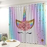 JIEDIE Cortinas Unicornio para Recámara Niña 280x250cm Poliéster Termicas Aislantes Frio Calor Reduccion Ruido Cortinas para Habitacion Dormitorio Cocina Decoración