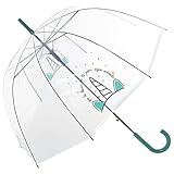 TIENDA EURASIA® Paraguas Transparente - Diseño Original Unicornio- Frase Que la Lluvia No te Pare, Sigue Soñando- Apertura Automática - ø85x84cm