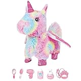 Unicornio de Juguete de Peluche Colorido para Caminar electrónico con Correa de Control Remoto,Unicornio Interactivo Realista para Mascotas,Caminar,ladrar y Mover la Cola(Colorido Unicornio)