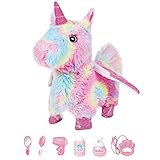 Unicornio de Juguete de Peluche Colorido para Caminar electrónico con Correa de Control Remoto,Unicornio Interactivo Realista para Mascotas,Caminar,ladrar y Mover la Cola(Colorido Unicornio)