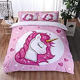 MIUNNG Funda Nórdica Unicornio De Cama Fundas De Edredón Nórdico/Fundas De Almohada Almohada Adecuado para Niñas (Unicornio 2,Cama90-150X200 cm)