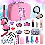 Set de Maquillaje Niñas, 27 Piezas Lavables Maquillaje para Niñas con Caja de Maquillaje, Juguete Maquillaje Infantil Niña Cosméticos, Juguetes para Chicas Regalos de Cumpleaños