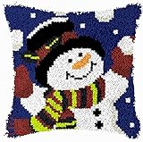 Kits Gancho De Cierre - Kits De Gancho De Cierre Para Diy Throw Pillow Cover Pillowcase, Latch Hook Set Sofa Car Cushion Cover Embroidery Kit With Cartoon Christmas Snowman Pattern, Croche