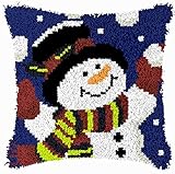 Kits Gancho De Cierre - Kits De Gancho De Cierre Para Diy Throw Pillow Cover Pillowcase, Latch Hook Set Sofa Car Cushion Cover Embroidery Kit With Cartoon Christmas Snowman Pattern, Croche