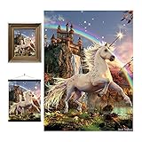 3D LiveLife Lenticular Cuadros Decoración - Unicornio estrellas de Deluxebase. Poster 3D sin marco de castillo. Obra de arte original con licencia del reconocido artista, David Penfound