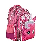 Footy Mochilas Escolares, Mochila Infantil, Diseño Unicornio con Material Impermeable y Resistente, Mochila Love Color Fucsia, Mochila Escolar Niña con Lentejuelas y Luces by