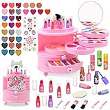 Bloranda 53pcs Maquillaje para niñas Unicornio maletin Maquillaje niñas Lavable Maquillaje Niñas No Tóxico Estuche Maquillaje niña Kit De Maquillaje para Niñas 3 4 5 6 7 8 9 años