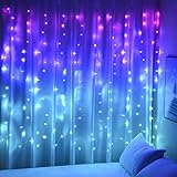 BECCOBEAT Cortina de Luces para niñas Dormitorio Tapiz Unicornio Sirena 160 Luces LED Rosa Azul púrpura Luces para Fiestas Decoraciones de Navidad (160LED)