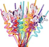 24 PCS Unicornio Pajitas , Pajitas de con Diseño de Unicornio para Fiestas, piezas Pajitas de Reutilizable, la Fiesta de Navidad, la Decoración de la Mesa de la Fiesta Familiar