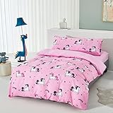 Juego de Funda Nórdica Infantil para Cama 105 cm de 3 Piezas - Funda Nórdica 160x220cm con 1 Fundas de Almohada y Bajera Ajustable,Patrón Unicornio de Poliéster Muy Suave y Transpirable