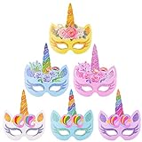 BESTZY 12 Piezas Máscaras de Unicornio, Máscaras para Cumpleaños Unicorn Party, Niños Favores de la Fiesta de Cumpleaños