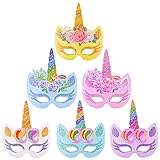 BESTZY 12 Piezas Máscaras de Unicornio, Máscaras para Cumpleaños Unicorn Party, Niños Favores de la Fiesta de Cumpleaños