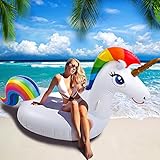 SUNNOW Unicornio Hinchable - Flotador Piscina Inflable Unicornio, Juguete Flotador Piscina Colchoneta Inflable Gigante con Válvulas Rápidas Piscina , Juguete Verano para Adultos Niños