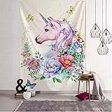 LYHNB Tapiz Unicornio Planta Flor Tapiz De Pared Tapiz Tapiz Para Dormitorio, Decoración De Pared Para El Hogar Tapices Twin Bedspread Picnic Sheet 200x150CM