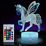 Luz de noche de unicornio para niños, juguetes de unicornio para niña, 16 colores cambiantes lámpara de noche con mando a distancia 1159