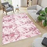 TAPISO Silk Dyed Alfombra Salón Habitación Moderna Rosa Antideslizante Teñida Pelo Largo Suave 120 x 170 cm