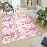 TAPISO Silk Dyed Alfombra Salón Habitación Moderna Rosa Antideslizante Teñida Pelo Largo Suave 120 x 170 cm