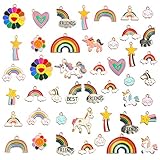 Colgante Unicornio Arcoíris, Comius Sharp 45 Piezas Colgantes Tibetanos del Encanto de Plata Retro al por Mayor Mezclados, Colgantes Mixtos DIY para Pendientes, Collares, Pulseras y Regalos de Boda