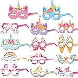 DPKOW 28pcs Lindo Gafas de Fiesta de Unicornio para Niñas Niños, Papel Gafas Máscaras de Fiesta para Unicornio Niñas Cumpleaños Fiesta Artículos Foto Props, Bellos Unicornio Disfraces Accesorios