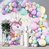 Kit de arco de guirnalda de globos, kit de arco de guirnalda de globos de unicornio, globos de fiesta temáticos de cuento de hadas de unicornio para fiesta de cumpleaños, 218 piezas