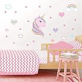 Pegatinas para Niños Unicornio Caballo Pegatinas De Pared Unicornio y Star Pegatinas de Pared Vinilos Decorativos para Habitación Infantiles Niños Dormitorio Salón (Rosado)