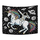 Naanle Tapices de unicornio astronauta espacial para colgar en la pared, tapices estéticos para el hogar, sala de estar, dormitorio, decoración de pared, 60 x 51 pulgadas, horizontal