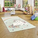 Pergamon Maui Kids - Alfombra Infantil - Unicornio Verde Menta Pastel - 5 Tamaños