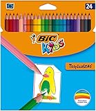 BIC Kids Lápices de Colores para Niños, Óptimo para material escolar,Tropicolors, Colores Surtidos, 2,9mm, Blíster de 24