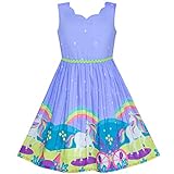 Sunny Fashion Vestido para niña Unicornio Arco Iris Fiesta Princesa 8 años