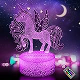 Yoyduck Luces nocturnas de juguete de unicornio 3D, lámpara de ilusión LED con cambio de 16 colores con control remoto, regalo de cumpleaños para niños