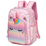 VASCHY Mochila Niña, Mochila Escolar Mochila Infantil Mochila Guarderia para Niñas 3-5 Años Mochila Unicornio Ligera Impermeable para Jardín con Correa para el Pecho y Tiras Reflectantes, Rosa