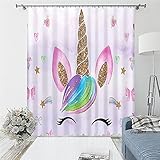 DILITECK Cortinas Dormitorio Morado Unicornio Estrellas Arcoiris 140X100CM Dormitorio Infantil Bebe Decoracion Hogar para Ventana Habitacion Juvenil Telas