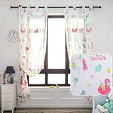 Dalina Textil - Cortinas Infantiles Niño Dos Paneles de 140x260cm- Cortinas Juveniles Animales para Habitación Sala de Estar 2 Piezas Patrón de Unicornio Blanco