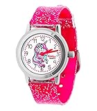 Kiddus Reloj de Pulsera analógico para niña, Chica. con Ejercicios educativos para Aprender la Hora. con Purpurina. Unicornio