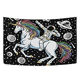 Naanle Tapices de unicornio astronauta espacial para colgar en la pared, tapices estéticos para el hogar, sala de estar, dormitorio, decoración de pared, 60 x 40 pulgadas, horizontal