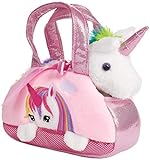 BRUBAKER Peluche de Unicornio Arco Iris en el Bolso - 20 cm - Peluche en un maletín de Transporte - Rosado