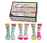 United Oddsocks - Caja de 6 calcetines no coincidentes mulicolores - Mujer Unicornio Calcetín - Be A Unicorn (Multi), talla EU 37-42, Be A Unicorn (multicolor)