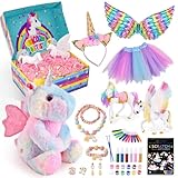 Tacobear Unicornios para Niñas 3 4 5 6 7 8 años Unicornio Peluche & Disfraz & Joyas & Marcadores & Pintura Kit, Unicornio Juguete Cumpleaños Navidad Regalo para Niñas 3 - 7 años