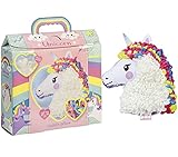 Juego de manualidades de unicornio: cojín de unicornio arcoíris con hilo suave y aguja de ganchillo, regalo para niños