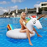 Flotador inflable para piscina con forma de unicornio, paseo flotante gigante con válvulas rápidas para adultos niños playa fiestas de piscina juegos Decoraciones de salón terraza (200x100x90 cm)