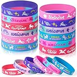 vamei 30 Piezas Pulseras de Silicona Unicornio Pulsera de Goma para Suministros de Fiesta de Cumpleaños Brazaletes de Silicona Colores para Niños Niñas Regalos Fiestas Temáticas de Unicornio